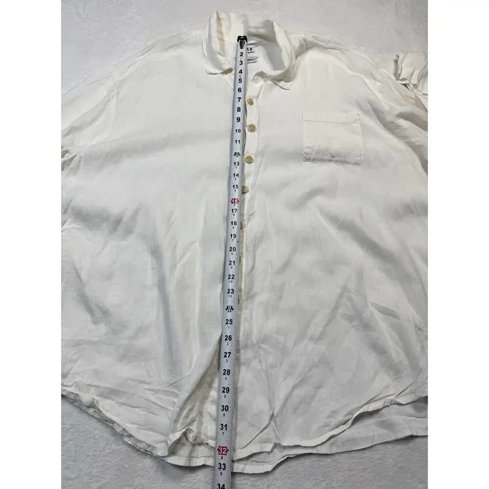 Vintage FLAX by Jeanne Engelhart Oversize Linen Shirt White Sz XL Long Sleeve - Picture 6 of 7